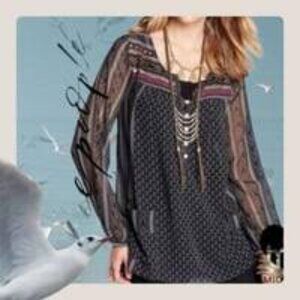 Free People Tunic Semi Sheer Blouse Top